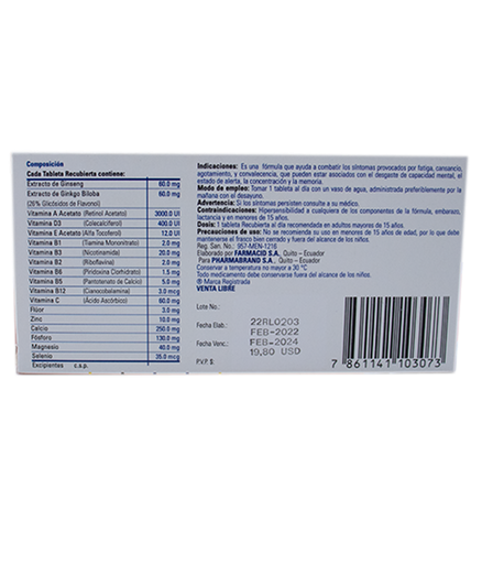 RECORDERIS MEMORY+ENERGY TABLETA RECUBIERTA 