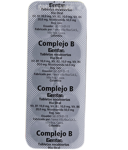 COMPLEJO B TABLETA RECUBIERTA 10/10/20/50MG GENFAR
