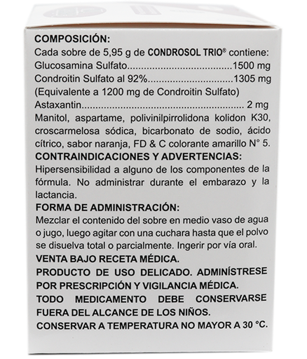CONDROSOL-TRIO POLVO SOLUCION ORAL 1500/1200MG