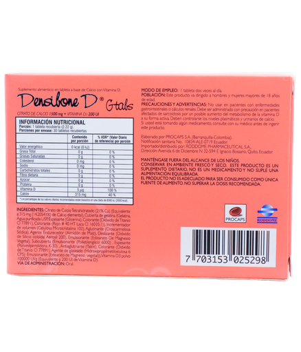 DENSIBONE-D G- TABLETA RECUBIERTA 1500MG/200UI