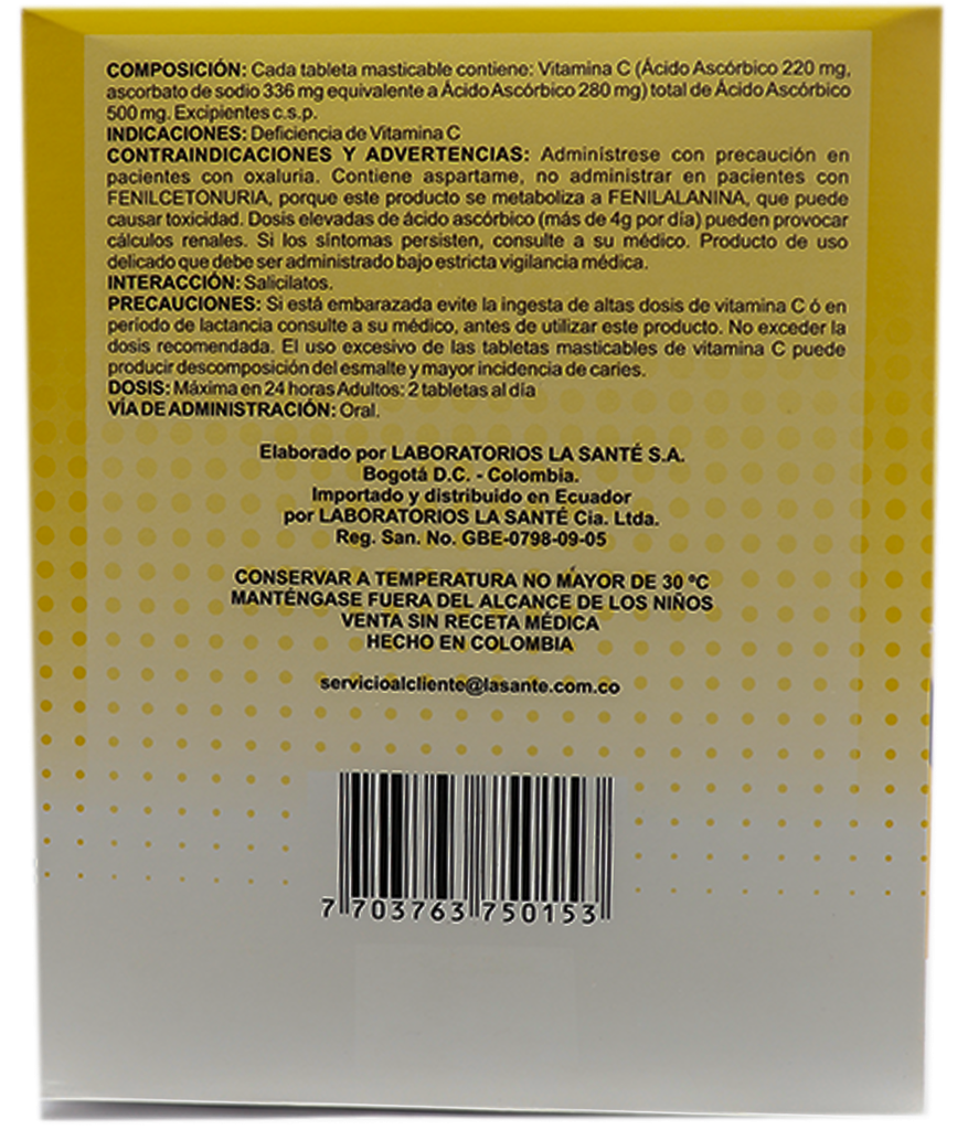 VITAMINA-C NAR TAB-MASTx500MGx12LSTE