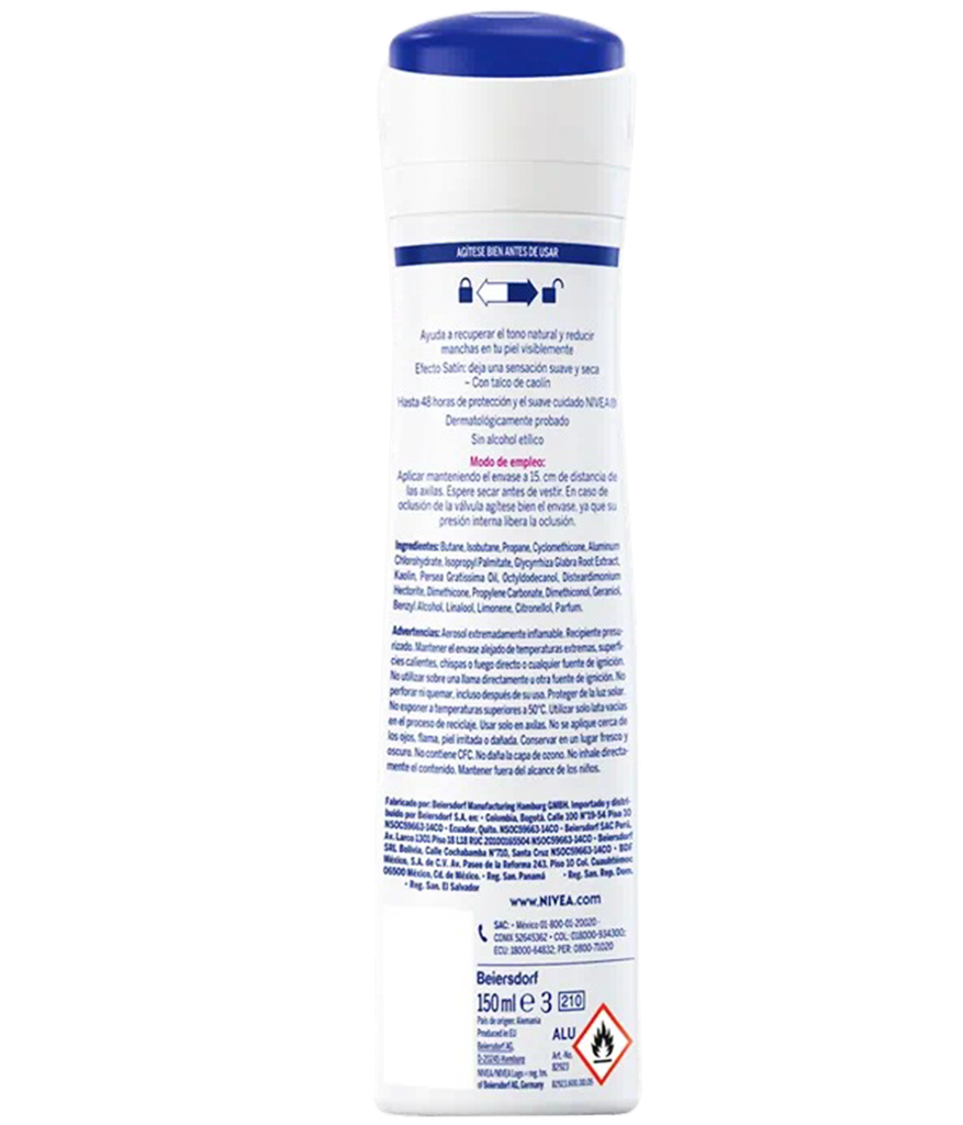 DESOD NIVEA ACLAR-NATURAL EFE-SATIN AERx150ML