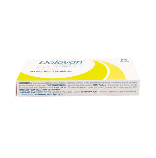 DOLOVAN COMPRIMIDO RECUBIERTO 500/10MG
