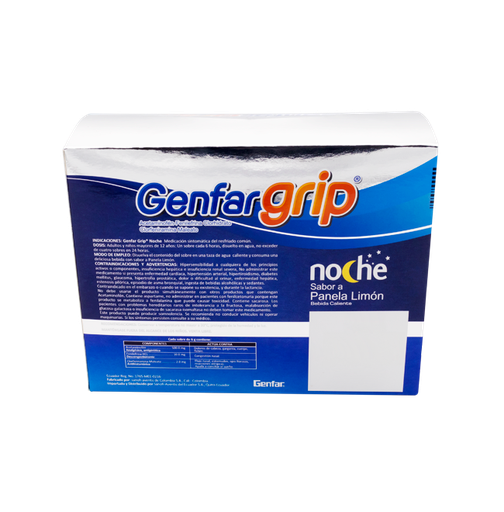 GENFARGRIP NOCHE POLVO SOLUCION ORAL 500/10/2MG GENFAR