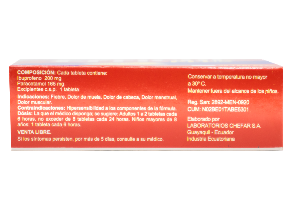 EFFICOL PLUS TABx165/200MGx20
