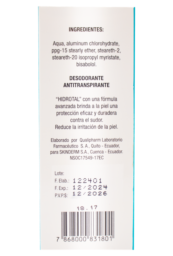 DESOD HIDROTAL ANTITRANSP ROLLONx50ML