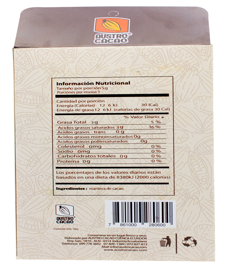 MANTECA CACAO AUSTRO CACAO CAJAx100