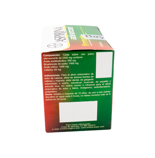 ASPIRINA ADVANCE POLVO SOLUCION ORAL 500/1400/1000/65MG