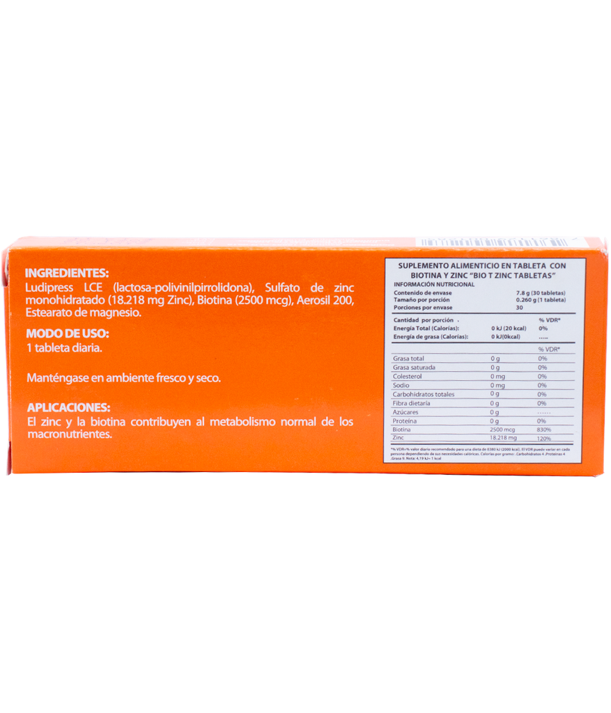 BIO-T ZINC TABx2500MCG/18.2MGx30