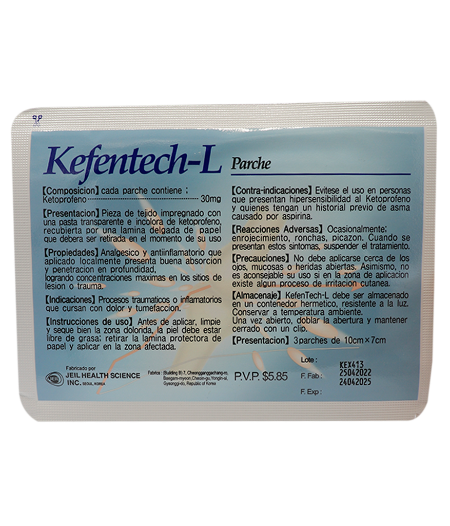 KEFENTECH-L PARCHE-TRANSDx30MGx3