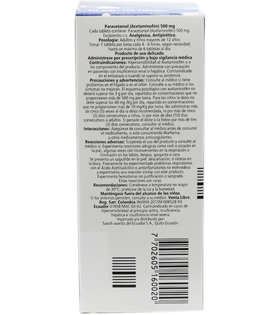 PARACETAMOL TABx500MGx100LGENF