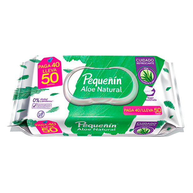 PAÑITOS PEQUEÑIN ALOE VERA FLOWPACKx50