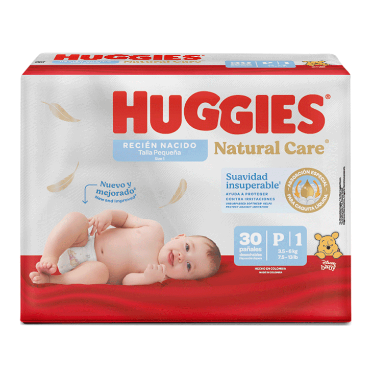 PAÑAL HUGGIES NAT-CARE REC-NACIDO E1/RNx30