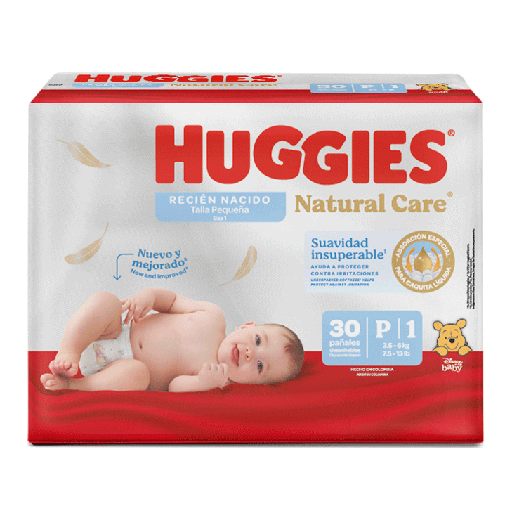 PAÑAL HUGGIES NATURAL CARE RECIEN NACIDO E1/RNx30
