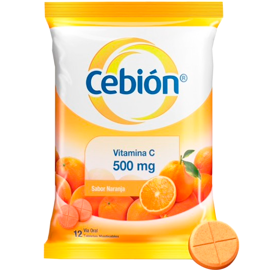 CEBION NARANJA TABLETA MASTICABLE 500MG