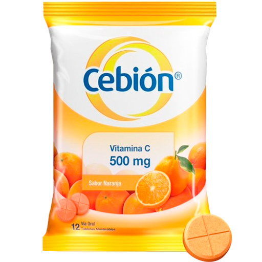 CEBION NARANJA TABLETA MASTICABLE 500MG