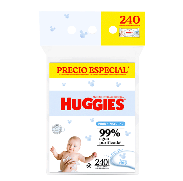 TOALLITAS HUM HUGGIES ONE-DONE L-COMP FLOWPACKx80(3)