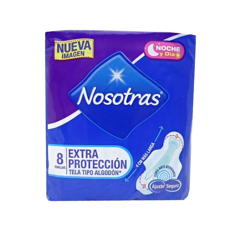 TOALLA HIG NOSOTRAS EXTRA PROTEC DIA-NOCHE C-ALASx8