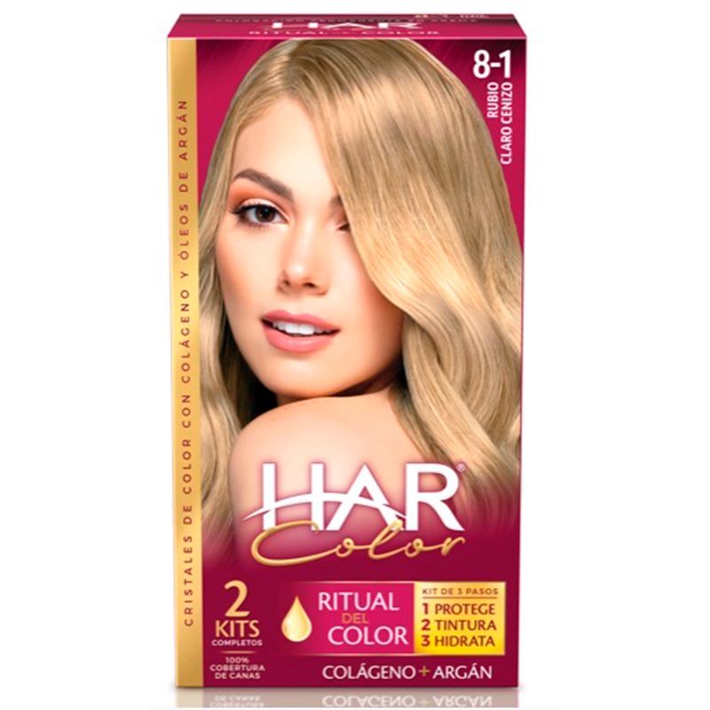 TINTE HAR CREMA#8-1 RUBIO CLARO CENIZO KIT