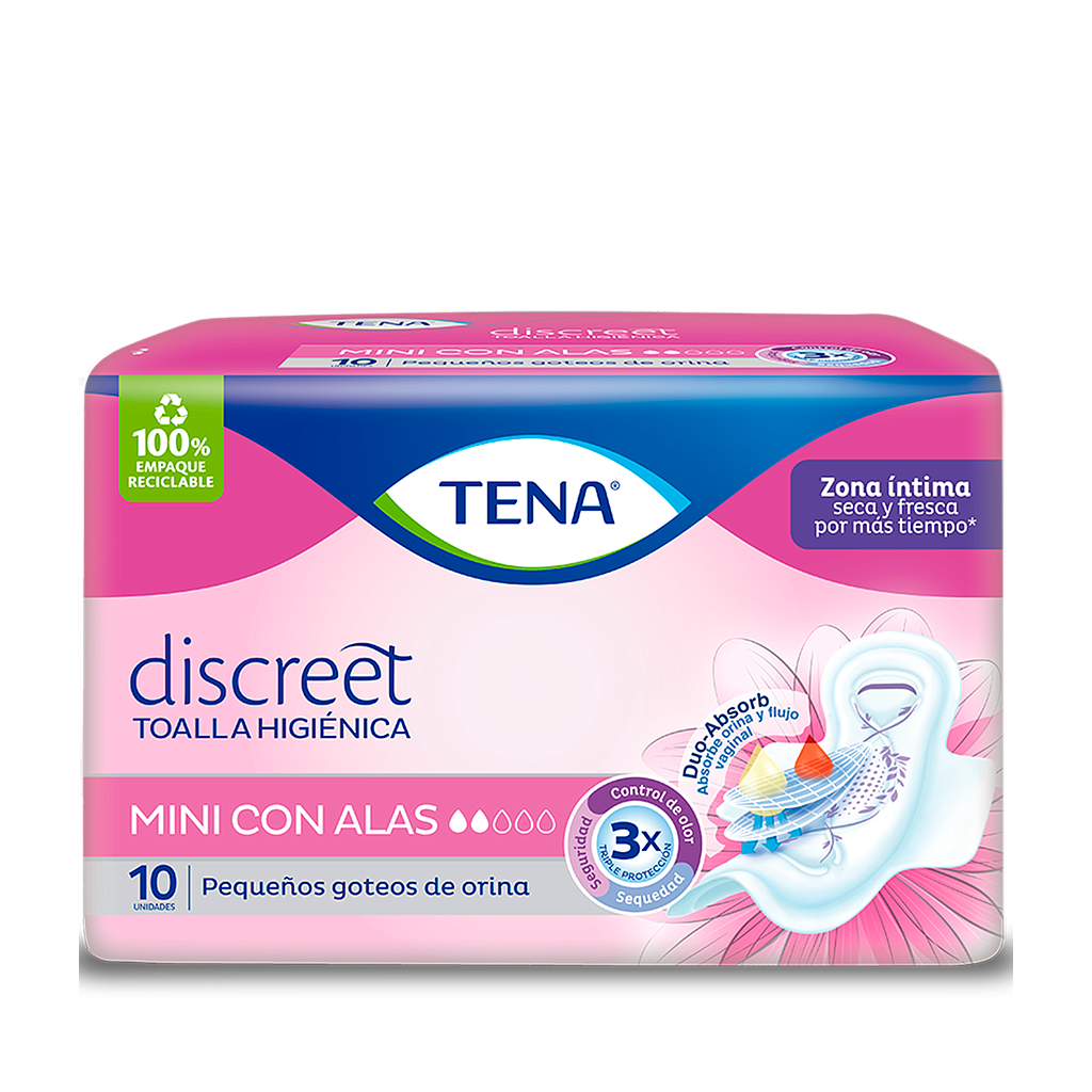 TOALLA HIG TENA MUJER MINI C-ALASx10