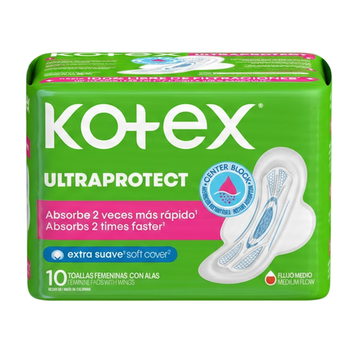 TOALLA KOTEX NORMAL TELA EXTRA SUAVE CON ALASx10 