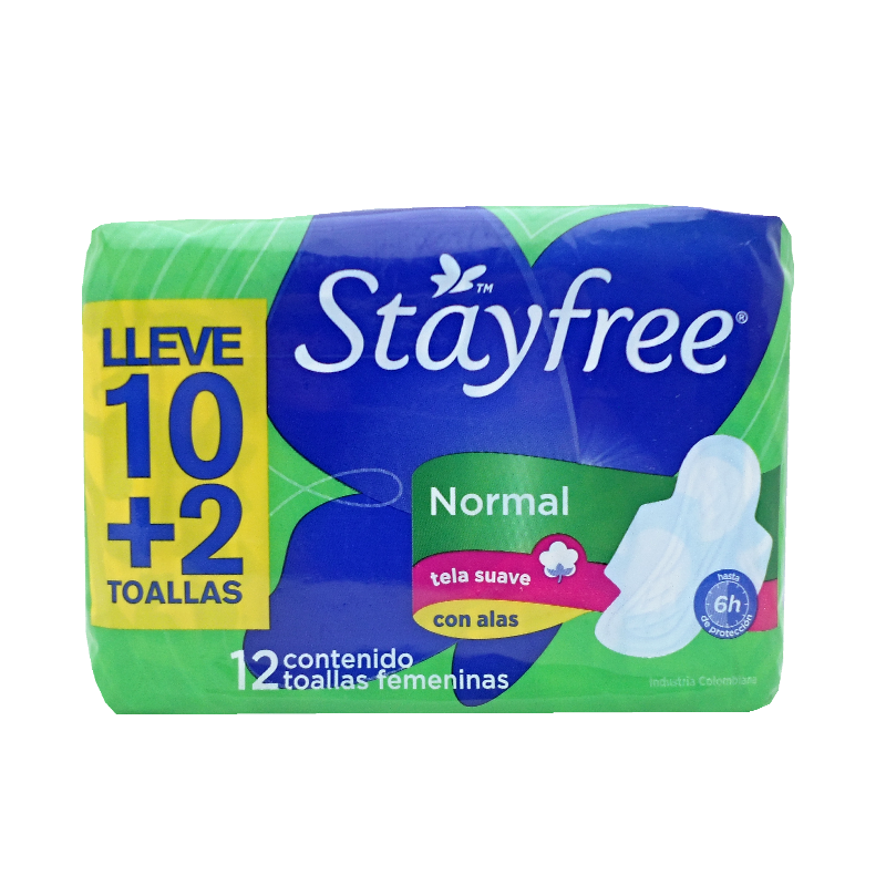 TOALLA HIG STAYFRE NORMAL C-ALASx12 (10+2)