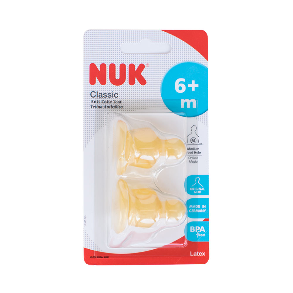 CHUPON NUK CLASSIC LATEX LARGE 6+Mx2