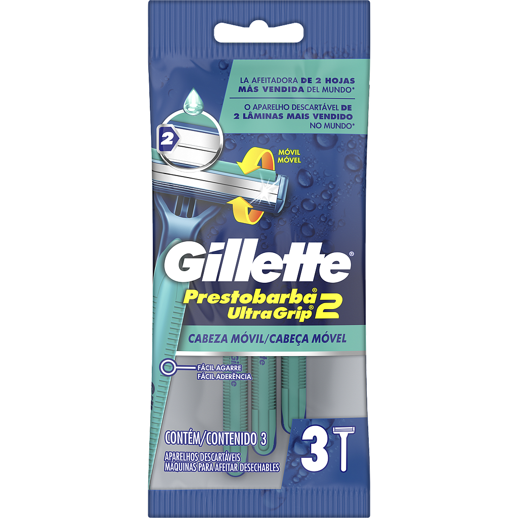 AFEIT GILLETTE PRESTOB-2 ULT-GRIP BLISTx3