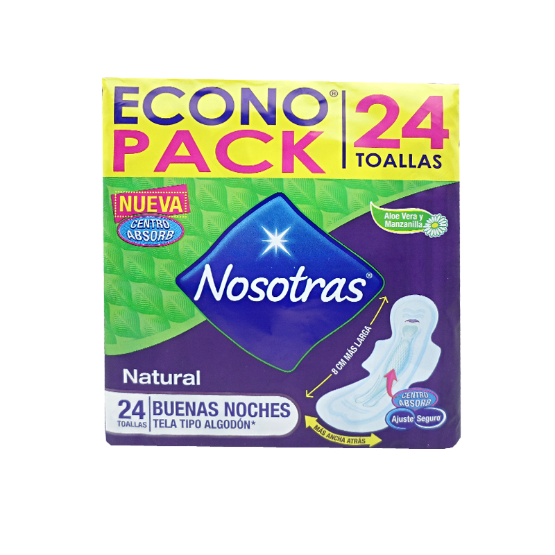TOALLA HIG NOSOTRAS NATURAL B/N C-ALASx24
