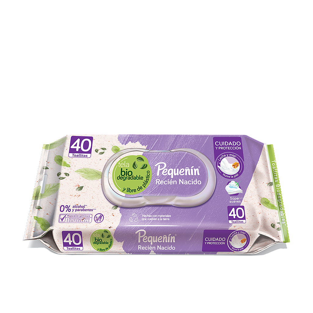 TOALLITAS HUM PEQUEÑIN REC-NAC FLOWPACKx40