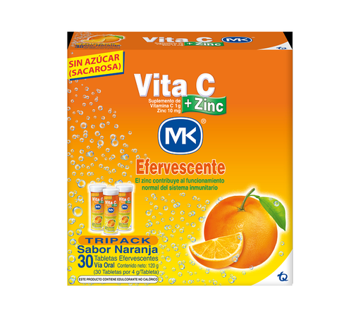 VITA-C+ZINC NARANJA COMPRIMIDO EFERVESCENTE 1000/10MGx10x3
