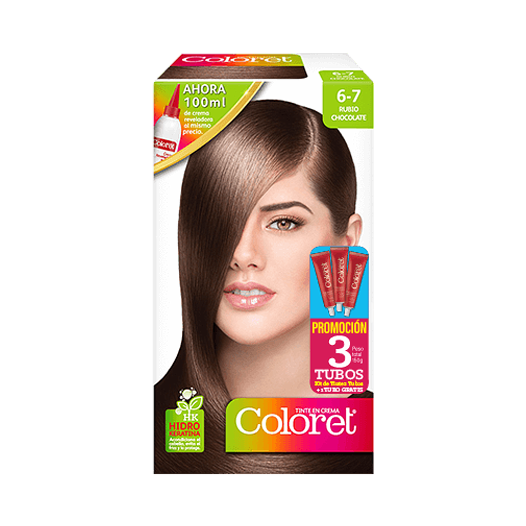 TINTE COLORET CREMA#6-7 RUBIO-CHOCOx3TUBOS KIT