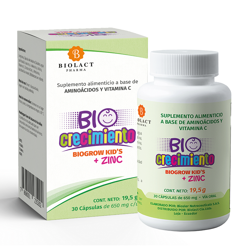 BIOCRECIMIENTO KIDS+ZINC CAPx650MGx30