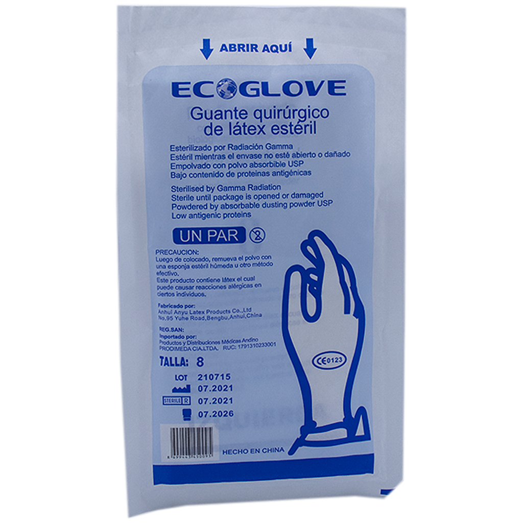 GUANTE QUIRUR ECOGLOVE ESTERIL#8