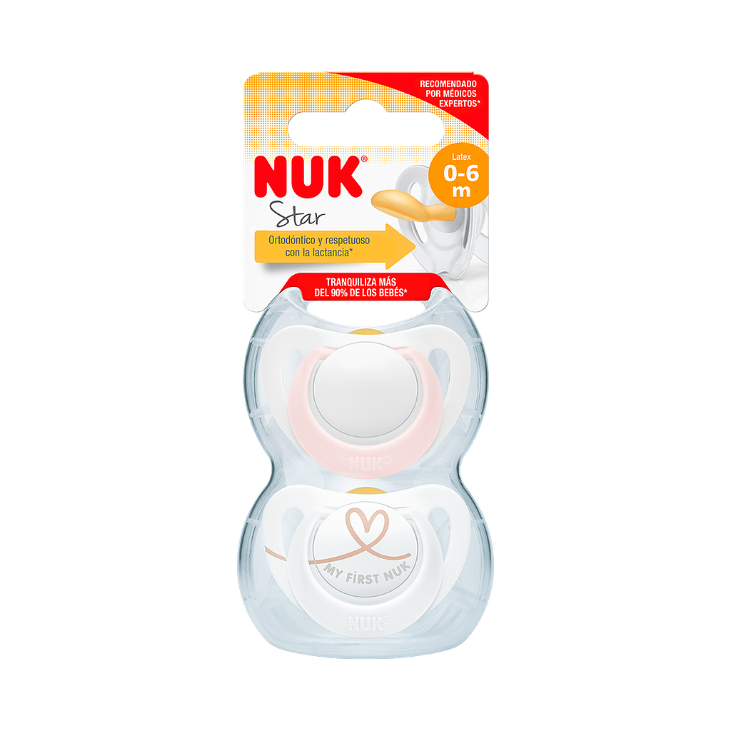 ENTRETENEDOR NUK STAR LATEX 0-6Mx2