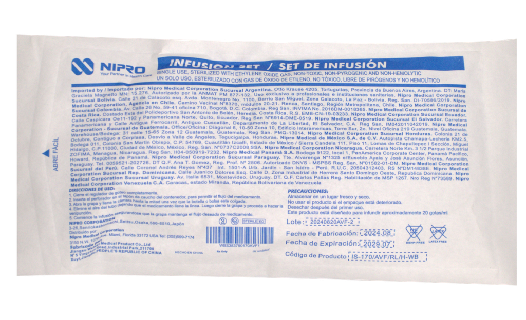 EQUIPO VENOCLISIS (SET DE INFUSIÓN)NIPRO IS-170/AVF