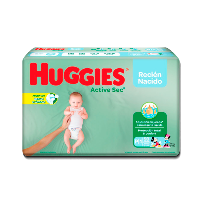 PAÑAL HUGGIES ACT-SEC REC-NACIDO E1/Px50