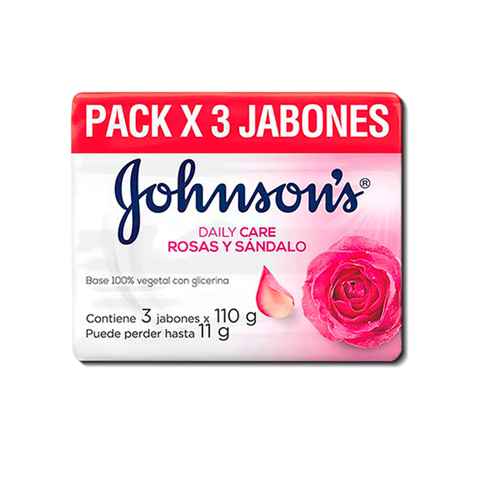 JABON JJ ROSAS Y SANDALO BARRAx110GRx3