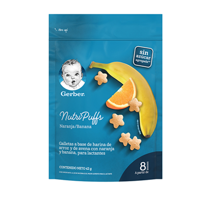 GALLETA GERBER NUTRIPUFFS NARAN-BANA DOYPACKx42GR