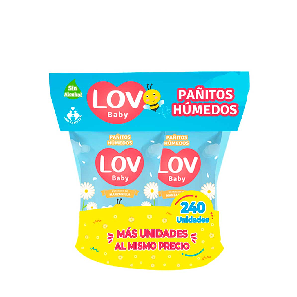 PAÑITOS LOV BABY MANZANILLA DOYPACKx240