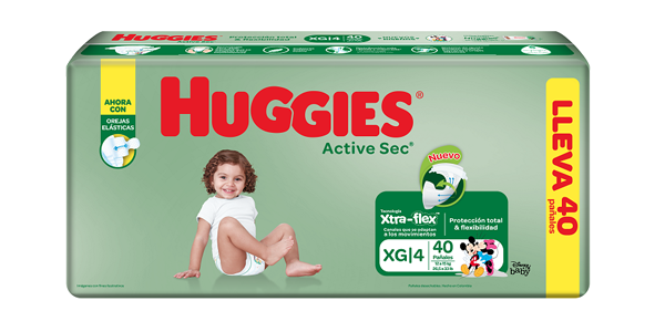 PAÑAL HUGGIES XTRA-FLEX ACT-SEC E4/XGx40