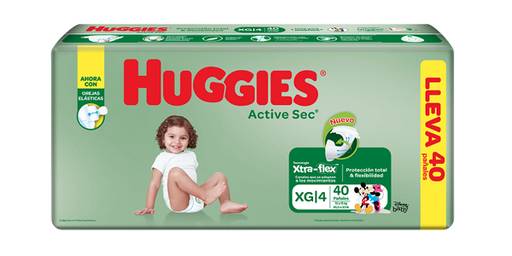 PAÑAL HUGGIES XTRA FLEX ACTIVE SEC E4/XGx40
