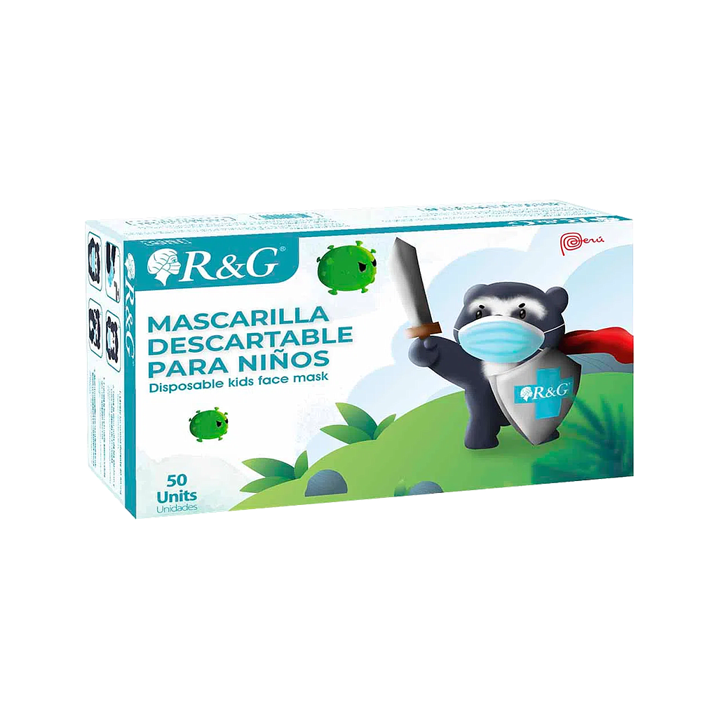 MASCARILLA R&G PARA NIÑOS CELESTE DESCx50