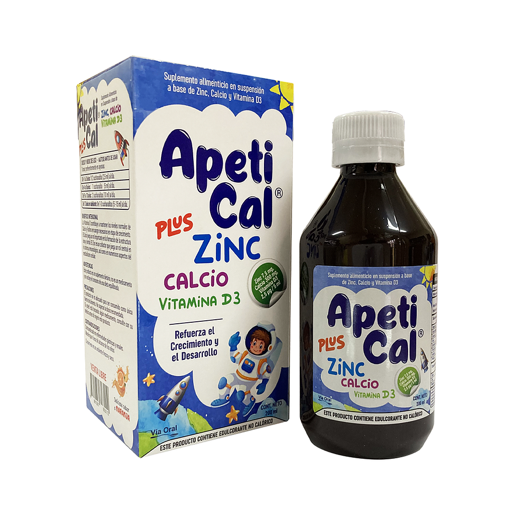 APETICAL PLUS ZINC+CAL+VIT-D3 SUS-ORALx200ML