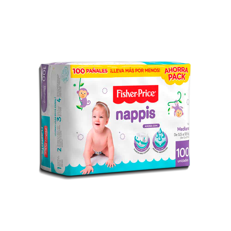 PAÑAL NAPPIS FISHER-P Mx100+PROMO