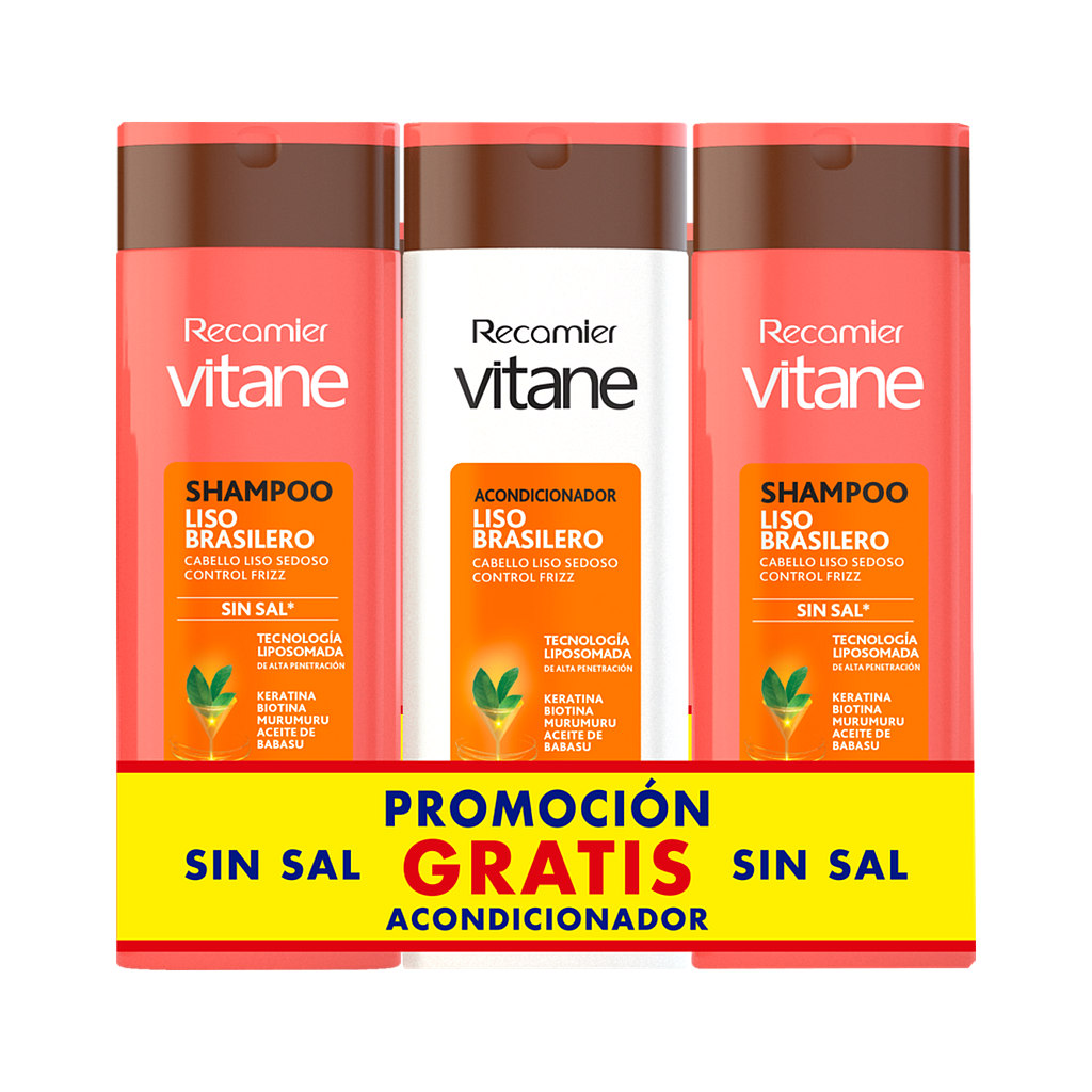 SHAMP2+1ACOND VITANE LISO BRASILERO TRIPACKx400ML
