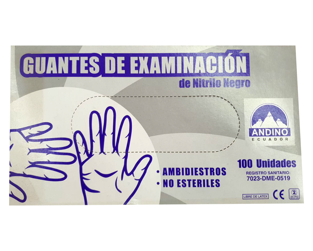 GUANTE EXAM ANDINO NITRILO NEGRO T-Mx100