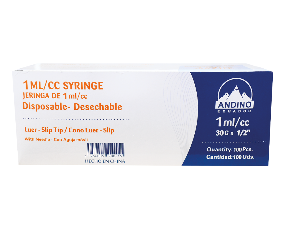 JERINGA ANDINO 1ML/CC 30Gx1/2"x100