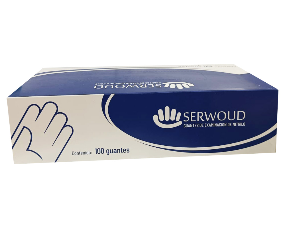 GUANTE EXAM NITRILO SERWOUD SIN POLVO T-Sx100