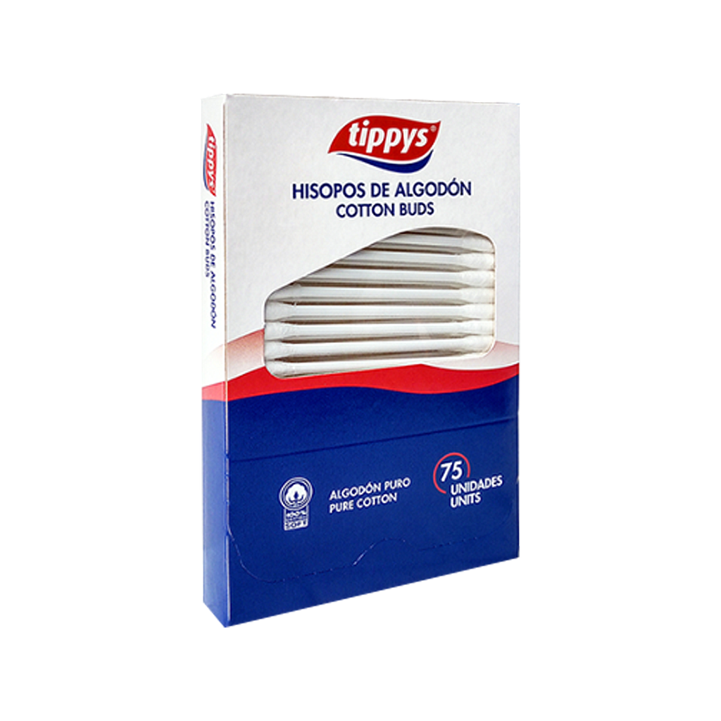 COTONETE TIPPYS PLASTICO CAJAx75